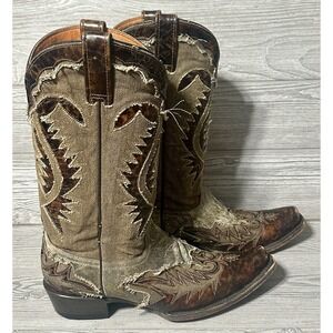 Vintage Mezcalero Western Cowboy Boots‎ Men's 9 E Distressed Embroidered RARE
